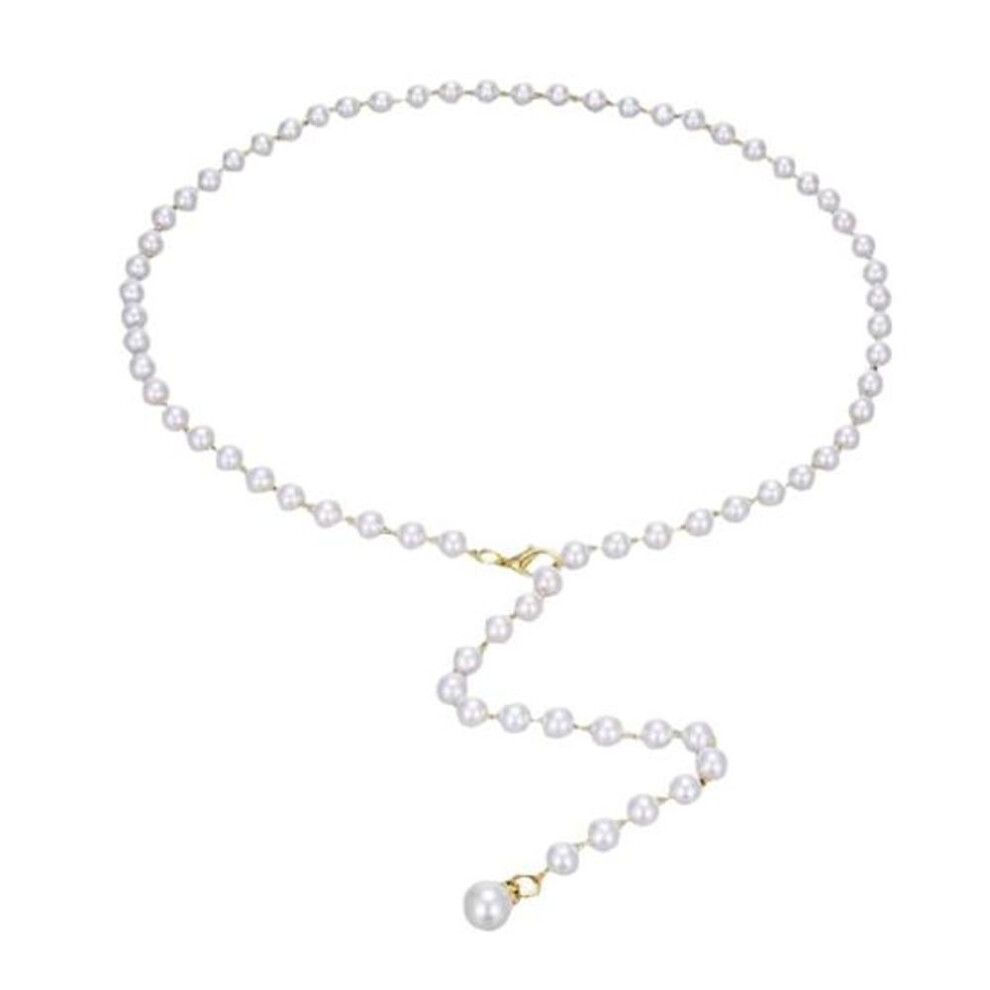 Pearl Chain Belt For Women Single Layer Waist Chain Retro Faux