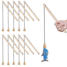 12-Piece Wooden Magnetism Fishing Rod Set for Preschoolers and Children - Model: Kids-QH