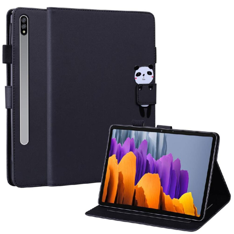Photos - Other for Computer  Case for Samsung Galaxy Tab S7 Animal Magnetic Closure Leather Card Slot Holders Cartoon(Black)