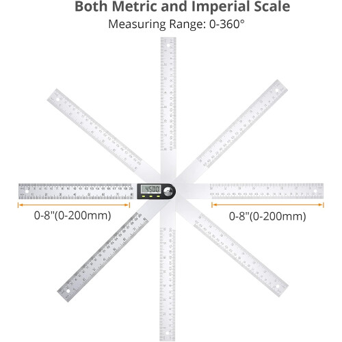 Digital Angle Finder Popular 8 Inch Plastic Protractor Angle Ruler 0-360Digital Inclinometer Electronic Digital Angle Ruler with LCD Display 2