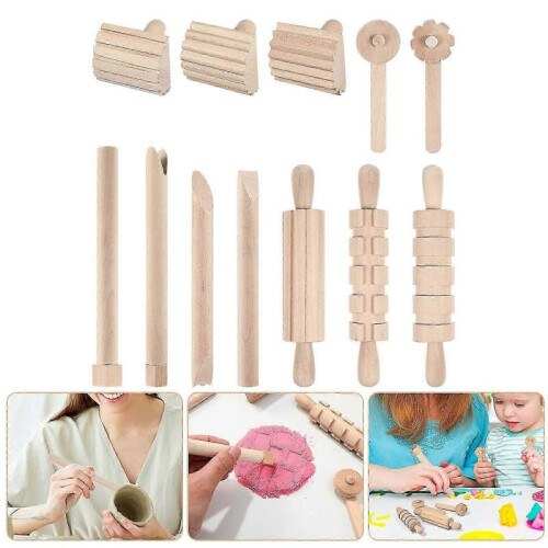 1 Set Practical Clay Plasticine Shaping Tool Wooden Color Mud Molding Tool 1