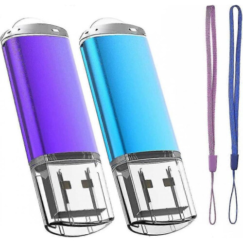 2 Pa 64gb Usb Flash Drive Usb 2.0 Flash Drive Storage Memory Sti with Strings (blue/purple 64gb)