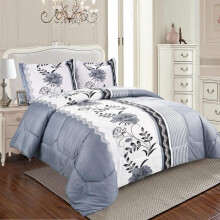 (Grey, King) Exquisite 3 Piece Printed Bedspread Set, include one Comfoter and Two Pillow Shams