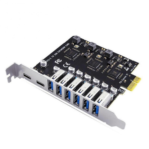 USB 3.2 and Type C PCI-E Expansion Card PCIE to USB Controller 6Port + 2Port USB-C 3.2 PCI-E Card A