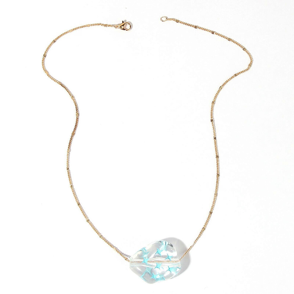 (As show, One size) Simple Irregular Star Pendant Necklace Fashion Collar Necklace Clavicle Chain Adjustable Chain Choker Statement Jewelry