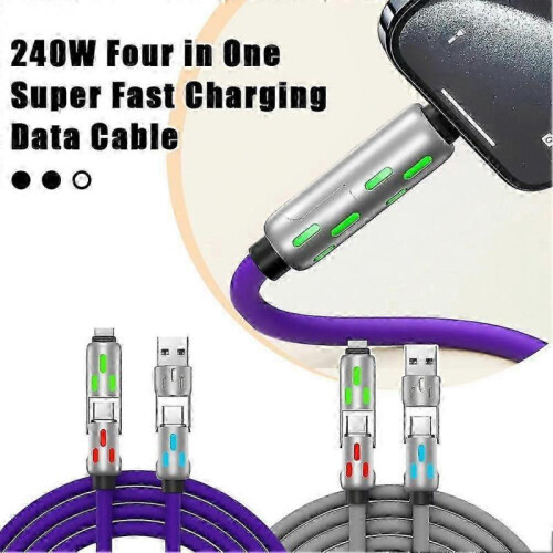 (Purple) 240 W 4-in-1 Usb-c Cable, Usb C Cable 1.2 M, Multi Usb Charging Cable, Fast Usb 1