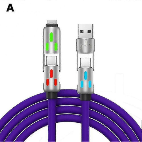 (Purple) 240 W 4-in-1 Usb-c Cable, Usb C Cable 1.2 M, Multi Usb Charging Cable, Fast Usb
