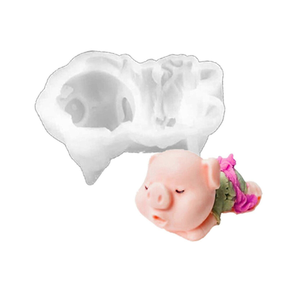 (As show, One size) Piggy Casting Mould Animal Resin Moulds Pig Shaped Silicone Candle Mold Perfect for DIY Crafts Cake and Chocolate Making