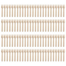 (knife fork spoon, One size) Pack of 100 Disposable Wooden Spoon Fork Knife Utensils Cutlery for Parties Camping Gatherings BirchWood