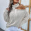 Women's Winter Cross Halter Leaky Shoulder Sleeve Sweater 5