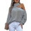 Women's Winter Cross Halter Leaky Shoulder Sleeve Sweater 1