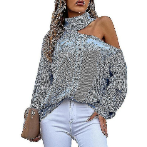 Women's Winter Cross Halter Leaky Shoulder Sleeve Sweater