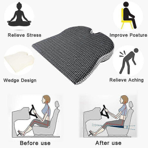 Car Cushion Compatible Pain Relief Butt Ergonomic Support Memory Foam 1