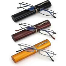 (300 Diopters) 3 Pack Slim Pocket Reading Glasses For Men Women Blue Light Blocking Compact Readers Spring Hinge Me-yvan