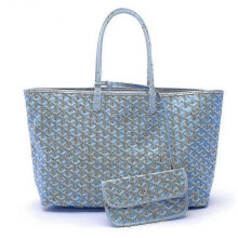 (Light Blue) Women's Pu Tote Bag Portable Capacity Shoulder Bag Waterproof Beach Pocket