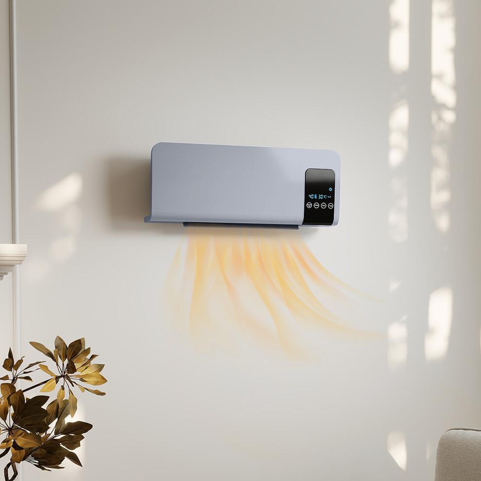 Homcom 2000W Wall Mounted Ceramic Heater With Remote Control For Home, Grey