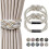 (Beige and White) 2pcs Magnetic Curtain Tiebacks 2 Colors Braided Simple Modern Creativity 1