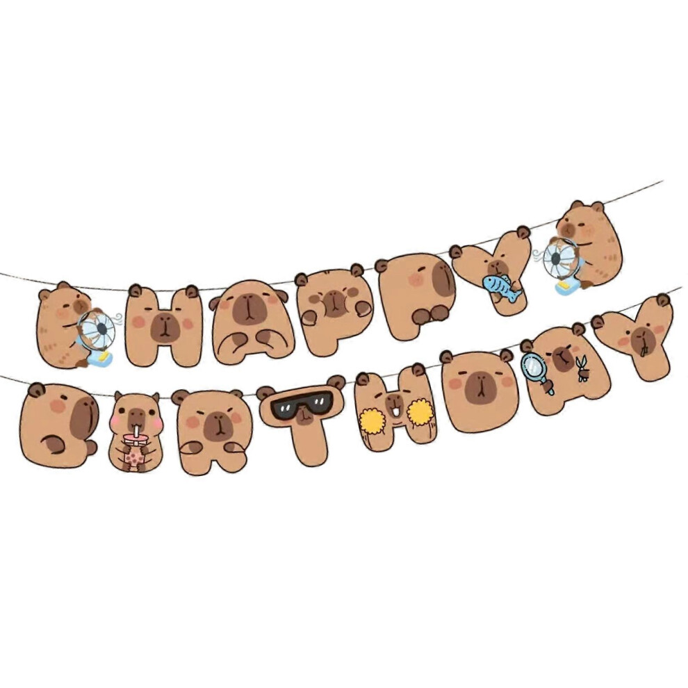 (As show, One size) Capybara Happy Birthday Garlands Elegant Capybara Birthday Hanging Decoration for a Memorable Party Experience