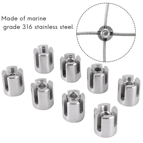 8 Pcs Less Steel Wire Rope Trellis Fitting Clip M Wire 1