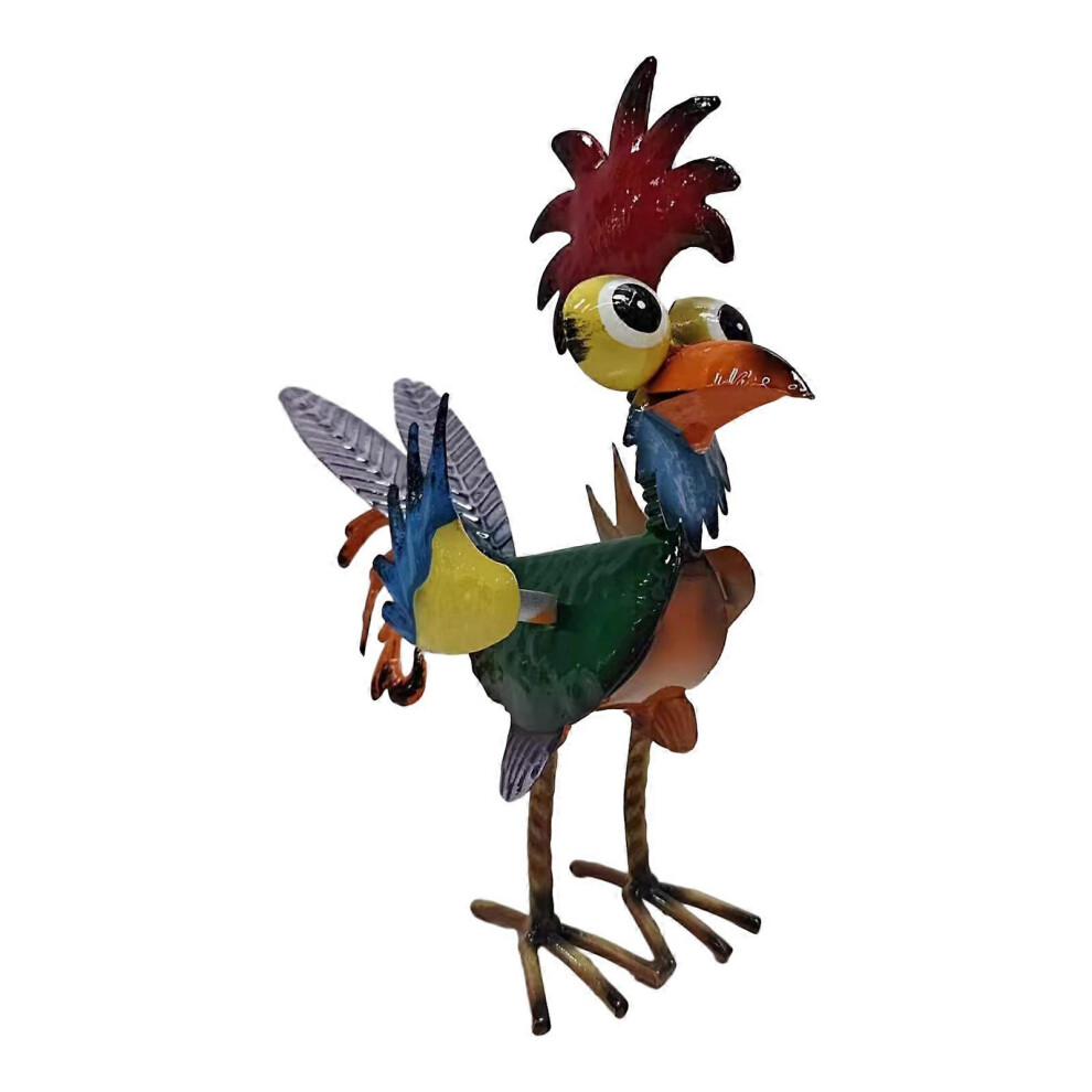 (As show, One size) Metal Figurine Rooster Sculpture Iron Rooster Home Furnishing Articles Artwork Home Decoration Statues Sculpture