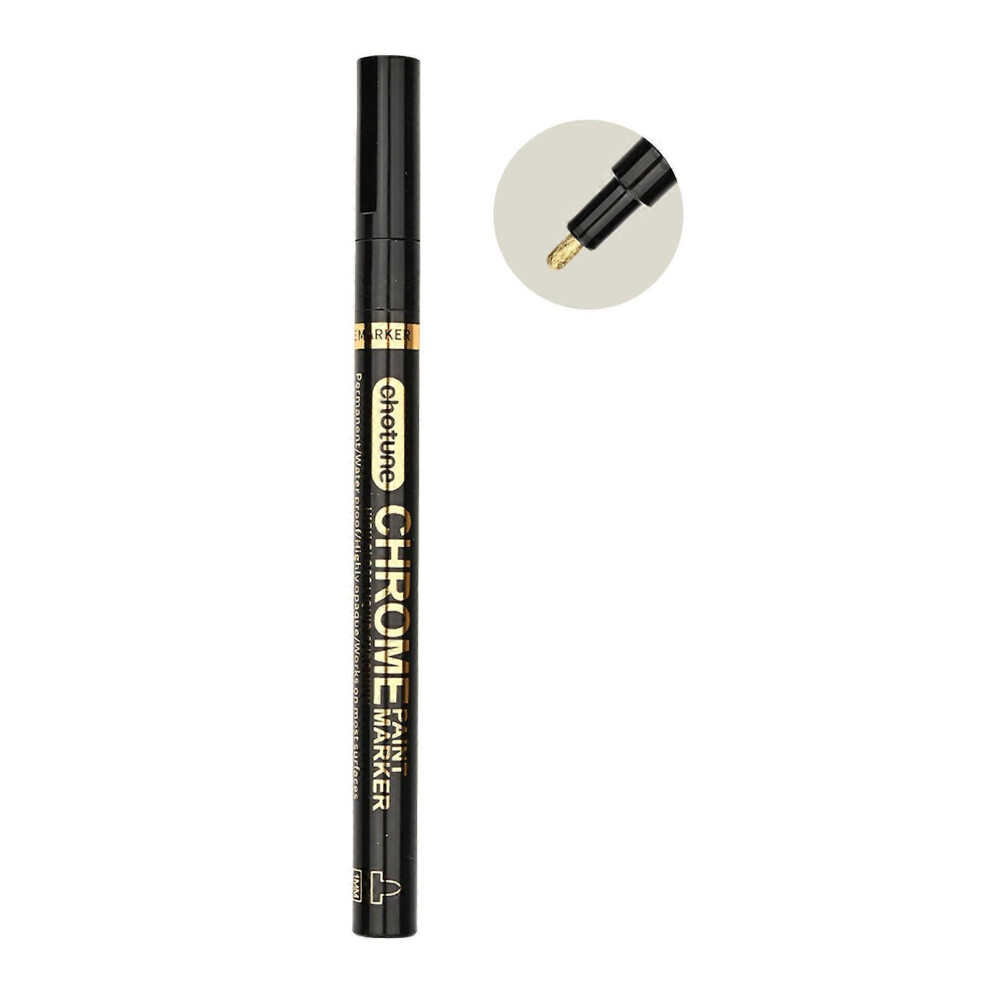 (As show, One size) Chrome Paint Pen Mirror Chrome Marker for DIY Liquids Chrome Pen, Metallic Permanent Marker Waterproof Chrome Paint Pens  gold