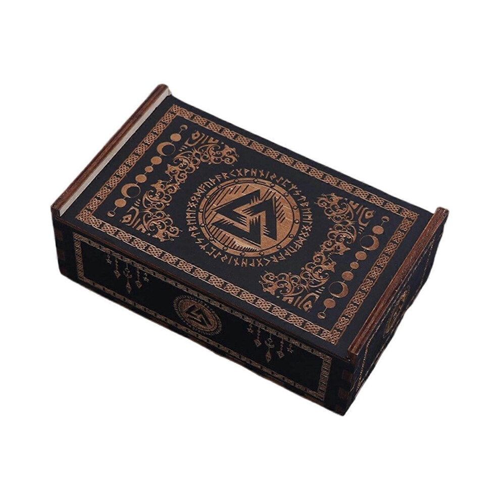 (Style A, One size) Portable Wood Tarots Card Box Push Pull Card Box Gift Case Divination Card Storage Container Witches Decoration