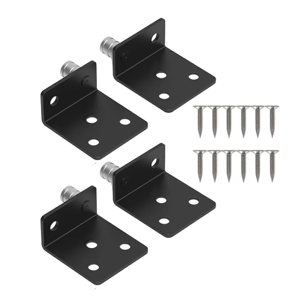 ( Iron, One Size) Pack Of 4 Stainless Steel Rotating Corner Brackets For Furniture And Construction With High Corrosion Resistance Black