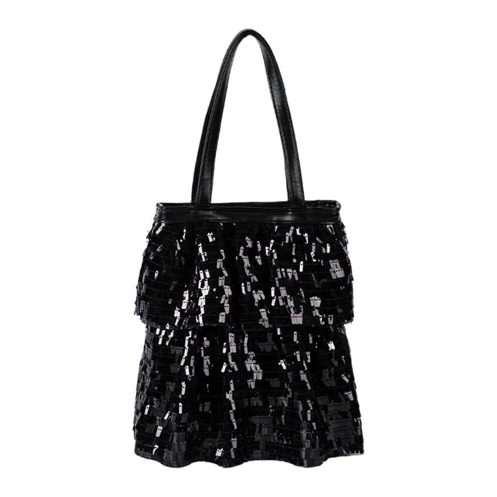 (Pink, One size) Glitter Sequins Toted Bag Hoboes Bags Shoulder Bags Trendy Handbag Purse with Magnetic Closure Valentines Day Gifts  Black