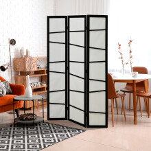 HOMCOM Folding Room Divider 3 Panel Privacy Screen Protector with Wooden Frame