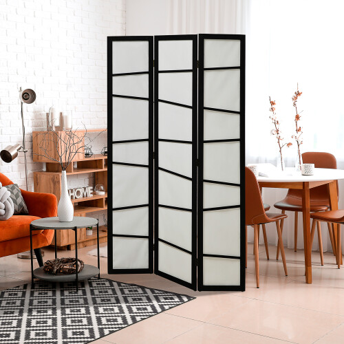 Homcom HOMCOM Folding Room Divider 3 Panel Privacy Screen Protector with Wooden Frame