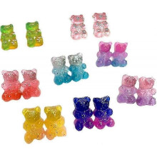 (51) 8 Pairs Set Colorful Resin Candy Gummy Bear Dangle Earrings Gift for Women Girls