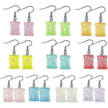(53) 8 Pairs Set Colorful Resin Candy Gummy Bear Dangle Earrings Gift for Women Girls