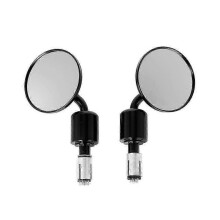 Side Mirrors,7/8" Handlebar End Universal Motorcycle Adjustable 3" Hand Bar Mirrors End Mirror(Black)