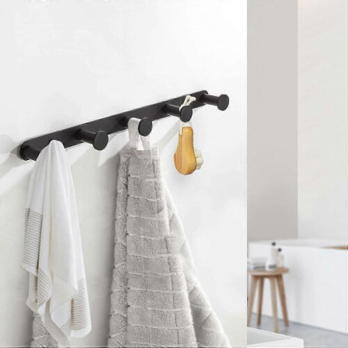 Home Bathroom Towel Hook Coat Rack with Hooks Wall Mounted Bathrobe 2