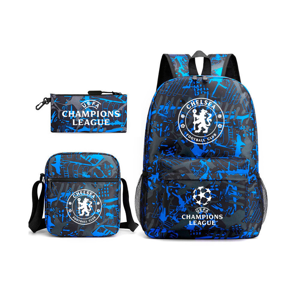 (Style-38, 17-inch backpack) Real Madrid Chelsea football fans around elementary school students Bayern's schoolbags large capacity backpack three-pie