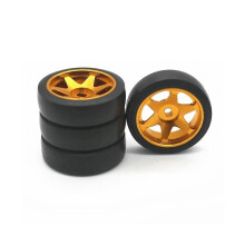 4pcs D Tire Tyre Metal Wheel Rim for 284131 K969 K989 Mini-z 1/28 Rc Car S,yel