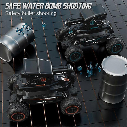 RC Drift Tank Toy Multifunction Armored Vehicle Remote Control Water Bomb Car Multiplayer Competitive Gift-Orange 1