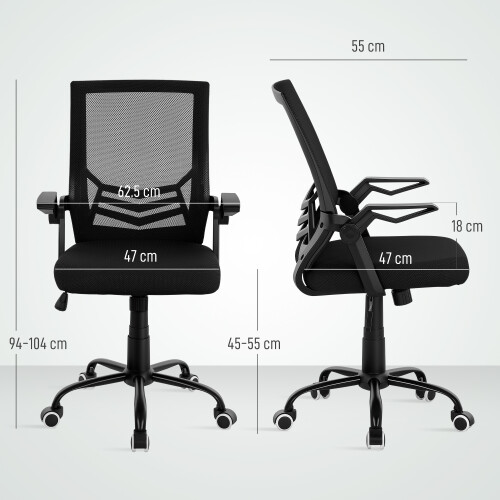 Vinsetto Vinsetto Mesh Swivel Office Chair Task Computer Chair w/ Lumbar Support, Black 2