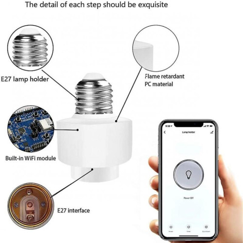 1 Pack Tuya Wifi Bulb Socket Adapter E27 S Lamp Base H For 1