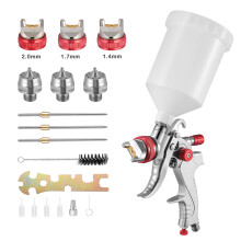 [Clearance] - Nastopee HVLP Spray Gun Kit, 3 Nozzles 1.4/1.7/2.0mm, 600cc Gravity Feed Paint Sprayer with Red Connector for Automotive, Furniture