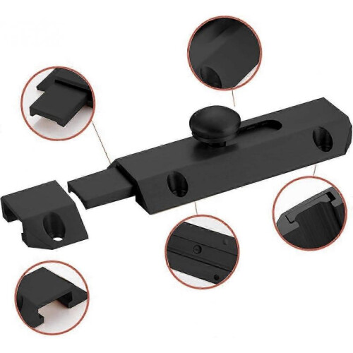 Safety Lock Latch with Pure Thick Brass Bolt, Heavy Duty Gate Latch, Black 2