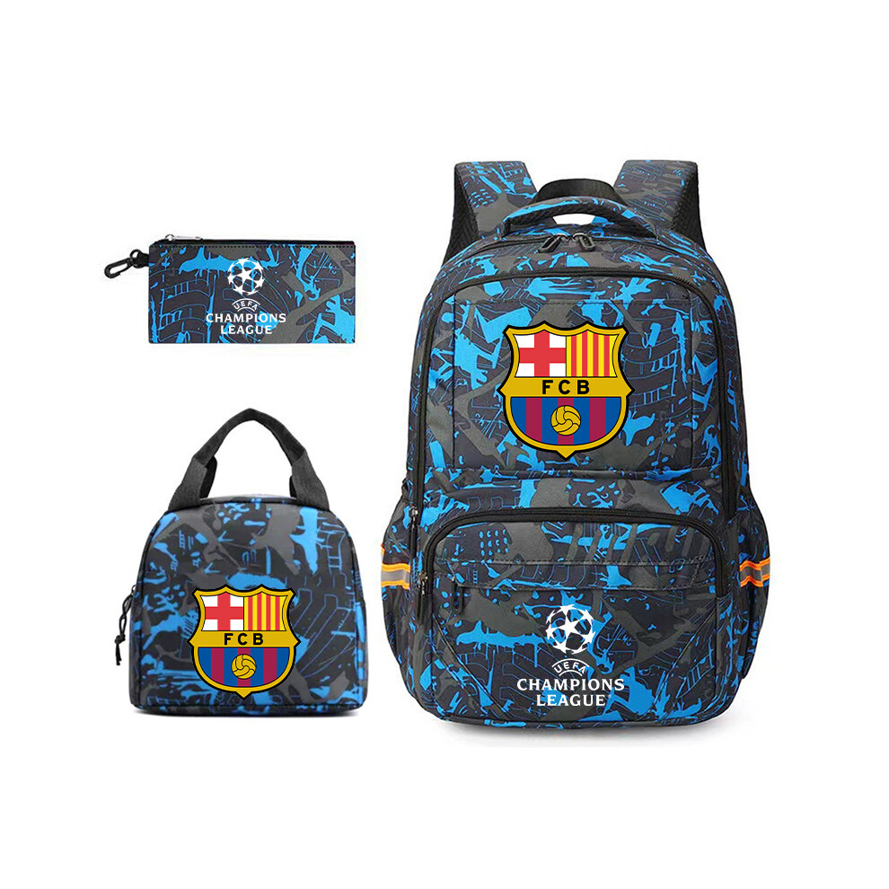 (Graffiti Barcelona) Champions League backpack fashion trend Real Madrid Barcelona Paris Grand Backpack Student schoolbag men's Manchester City Manche