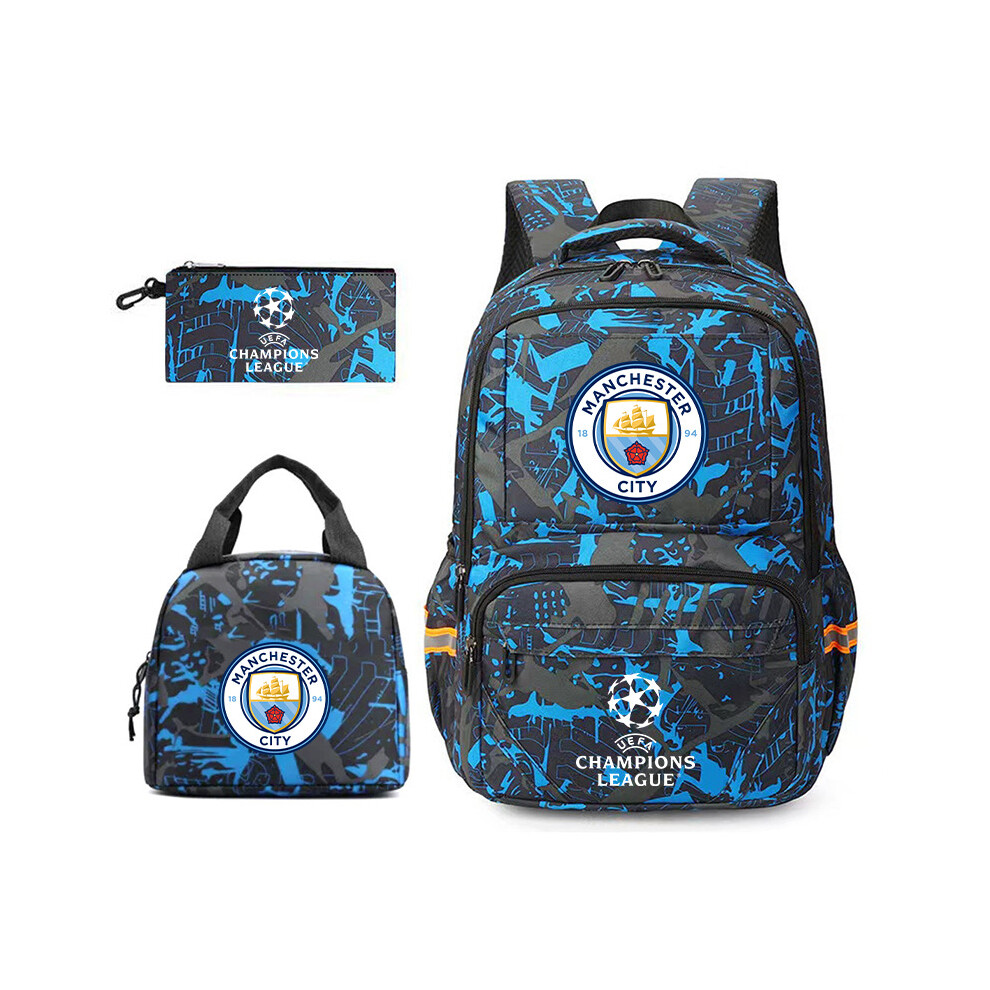(Graffiti Manchester City) Champions League backpack fashion trend Real Madrid Barcelona Paris Grand Backpack Student schoolbag men's Manchester City