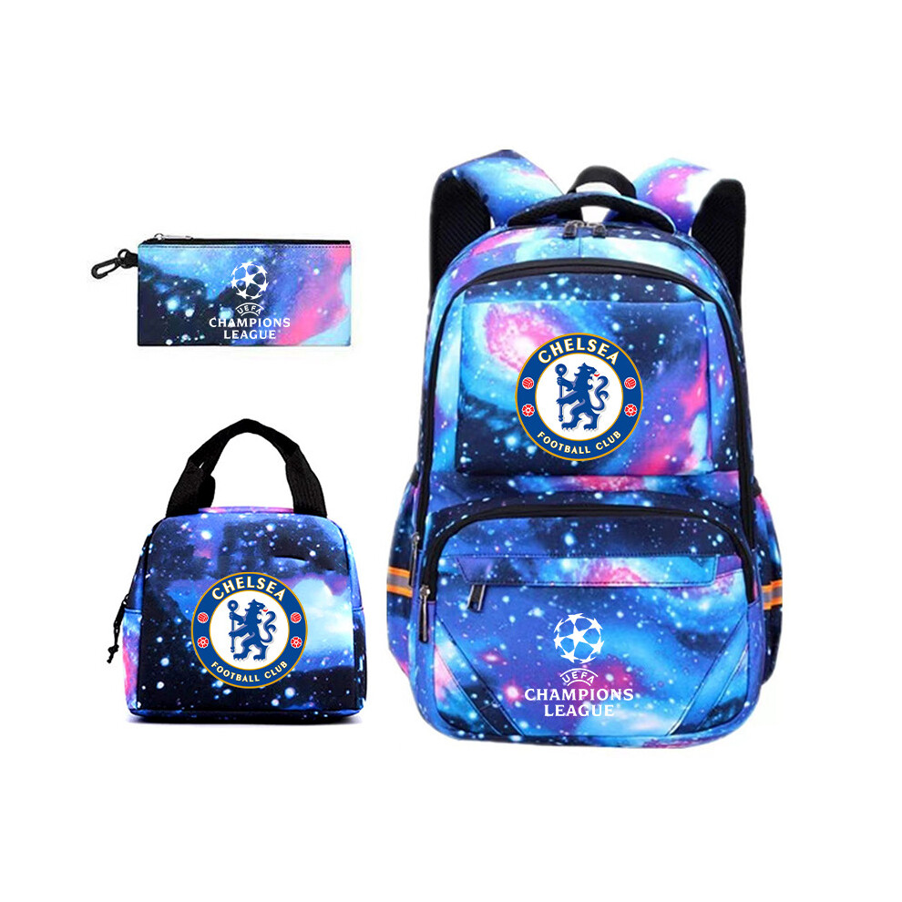 (Starry Chelsea) Champions League backpack fashion trend Real Madrid Barcelona Paris Grand Backpack Student schoolbag men's Manchester City Manchester
