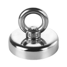 Magnetic Hook 60 lb (27 kg) Pull Rare Earth Magnetic Hook with Counterbore Eyebolt - Silver