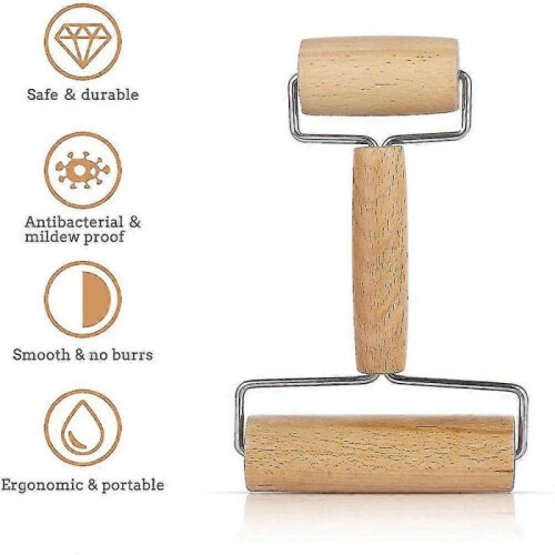 Wood Rolling Pin, Dough Roller Pizza Roller Cookie Cake Baking 1