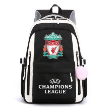 (Black - Liverpool) Champions League backpack fashion trend Real Madrid Barcelona Paris Grand Backpack Student schoolbag men's Manchester City Manchester United