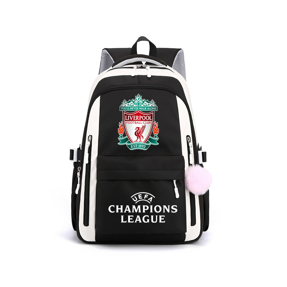 (Black - Liverpool) Champions League backpack fashion trend Real Madrid Barcelona Paris Grand Backpack Student schoolbag men's Manchester City Manches