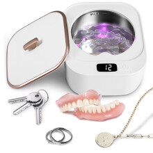 UV Cleaner Machine 48KHz, Dental Retainer Cleaner with UV Light, 250ml Ultrasonic Denture Cleaner for Aligners, Braces, Mouth Guards, Jewellery