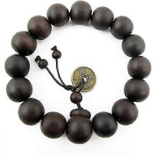 Mens Bracelet Wood Beads , Black